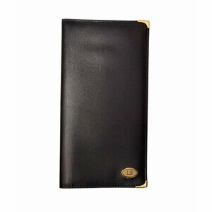 Dunhill Wallet  Black Slim Bifold Gold Hardware Card Slots Billfold
